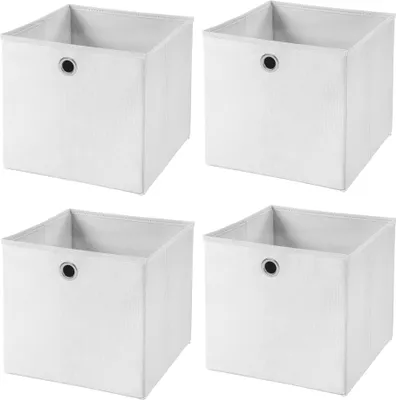 Obrázek produktu pro 4 ks bílé skládací krabice 28 x 28 x 28 cm Skládací úložná krabice