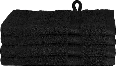 Image de vidaXL Serviette d'invité SOLUND, lot de 4, noir, 15 x 21 cm, 550 g/m²