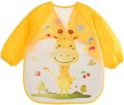 Produktbild von Ärmellätzchen zum Essen, Malen, Schürze zum Spielen, Babylätzchen mit Ärmeln Giraffe