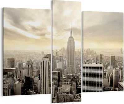Produktbild von Bild auf Leinwand - Leinwandbild - Stadt Wolkenkratzer Manhattan New York - 95x80cm - Wand Bild - Wanddeko - Leinwanddruck - Bilder - Kunstdruck - Leinwand bilder - Wandkunst - CB95x80-2630