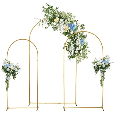 Immagine prodotto di Arco per palloncini - Set di 3 - Metallo - Oro - 2,01 x 1,01 m - Sfondo per matrimonio