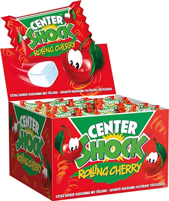 Immagine prodotto di Centre Shock Rolling Cherry sour gomma da masticare al gusto di ciliegia 400g