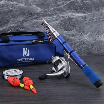 Produktbild von Mini Spinnrolle und Teleskop-Angelrute Set, 1,7 m, Angelzubehör für Anfänger