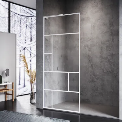 Immagine prodotto di Schermo doccia bianco SONNI, 90x200cm, NANO 6 mm ESG, doccia walk in, facile da pulire, cabina doccia in vetro