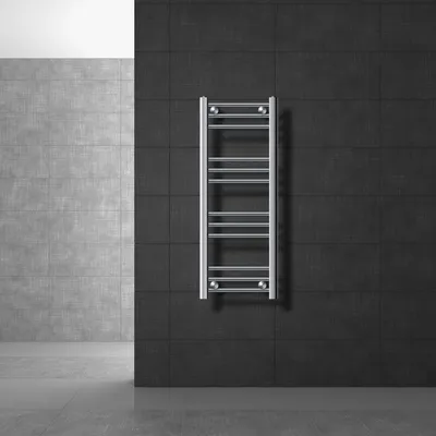 Obrázek produktu pro LuxeBath koupelnový radiátor - 300 x 800 mm - chrom - rovný s bočním připojením - radiátorový ohřívač ručníků a osušek, bez topného tělesa