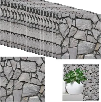 Produktbild von PolkaHome® 3D-Wandpaneele in Steinoptik, selbstklebend, 30 x 30 cm, wasserdichte PVC-Kunststoffplatten, Ziegelstein-Wandbekleidung für