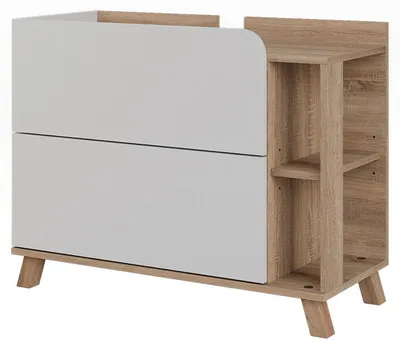 Produktbild von Waschbeckenunterschrank Vicco Karen Weiß/Sonoma 80 x 65 cm mit 2 Schubladen, Model 62826