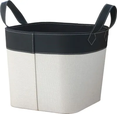 Produktbild von Trendline Holzkorb Kunstleder 34 x 32 x 30 cm weiß/schwarz