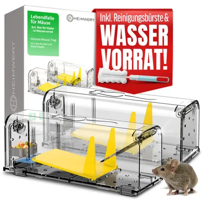 Produktbild von HEIMWERT Lebendfalle Maus Mausefalle 2erSet - mit Wasser Speicher + Köderbox + Ventilationsöffnungen - Mäuse Lebendfalle