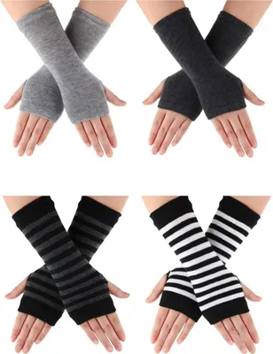 Produktbild von Paar Fingerlose Handschuhe für Handgelenk mit Daumenloch Warme Uni Kaschmirhandschuhe