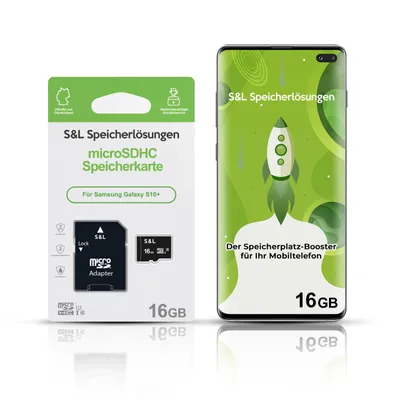 Produktbild von microSD Speicherkarte S&L für Samsung Galaxy S10+ - Speicherkapazität: 16 GB