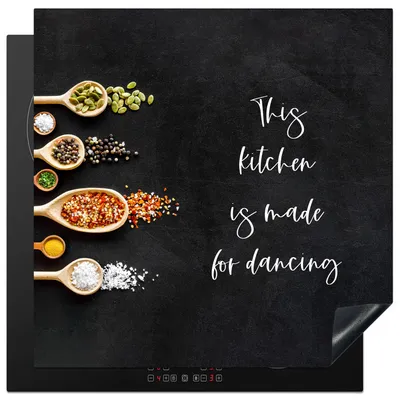 Produktbild von KitchenYeah© Herdabdeckplatte Diese Küche ist zum Tanzen gemacht - Zitate - Sprichwörter , 78x78cm, Küche Deko, Glaskeramikkochfeld Herdabdeckung, Abdeckplatte fùr Kochfeld