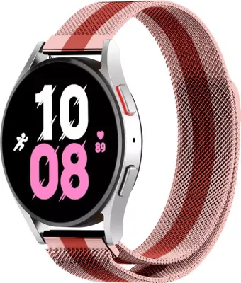 Produktbild von Strap-it Milanese Armband - Kompatibel mit Samsung Galaxy Watch 5 Armband 44mm Edelstahl Armband mit Magnetverschluss - Ersatzarmband - Hochwertiges Material - für Samsung Galaxy Armband Rot