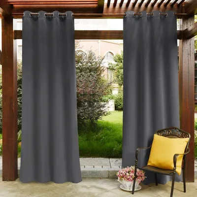 Produktbild von 8 Stück Outdoor Vorhänge Aussenvorhang Outdoor Gardinen 132x213cm(B x H) Blickdicht Winddicht Wasserabweisend Sichtschutz UVschutz (52*84in, Dunkelgrau)