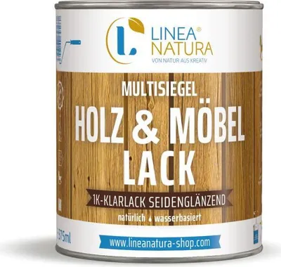 Produktbild von Multisiegel Holz und Möbellack | natürlich | wasserbasiert | Klarlack | 375ml seidenglänzend