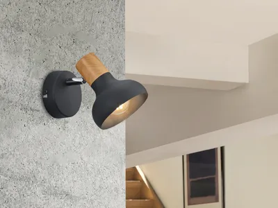 Produktbild von Deckenstrahler Holzoptik Schwarz