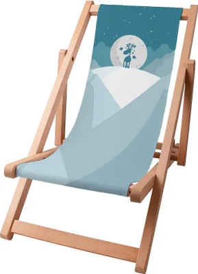 Produktbild von Dreamroots Kinder Liegestuhl klappbar Holz bis zu 130 kg, Sonnenliege klappbar mit 3-stufiger Neigungsregulierung der Rückenlehne, Winter Reindeer
