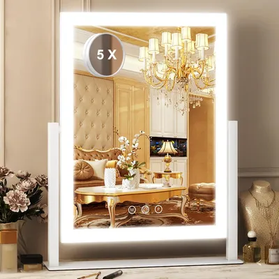 Produktbild von Hollywood Schminkspiegel mit Beleuchtung, 28x38 cm, Drehbar Tischspiegel – 38*38cm Drehbarer