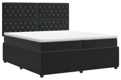 Produktbild von Boxspringbett mit Matratze Schwarz 200 x 200 cm Samt