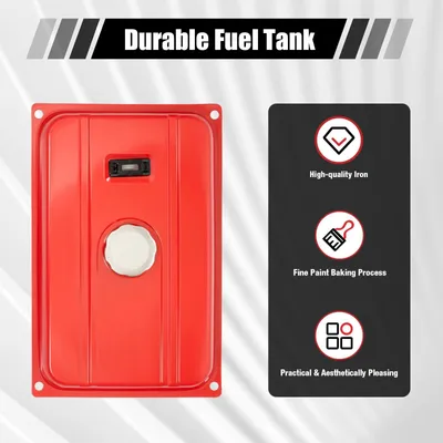 Image de Réservoir de carburant de générateur - Réservoir de générateur d'essence - Capacité 18,9 L (5 Gal) - Avec bouchon indicateur de réservoir, filtre & amortisseurs en caoutchouc - Pour générateur d'essence monocylindre - Fer - Rouge