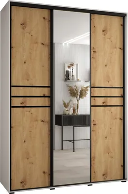 Produktbild von MEBLE KRYSPOL Cannes 11 Schrank mit 3 Schiebetüren - 205,2x180x45 cm - Weiß Artisan Schwarz