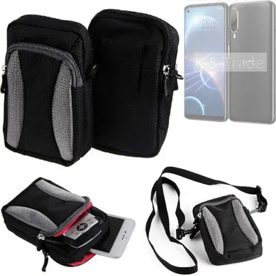 Produktbild von K-S-Trade Holster Schutz Hülle kompatibel mit HTC Desire 22 Pro Handy Hülle Gürteltasche Umhängetasche mit Zusatzfach schwarz