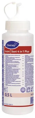 Produktbild von 6x Dosierflasche TASKI Sani 4 in 1 Plus, Dosierflasche Sani 4 in 1, geknickter Spritzkopf (0,5L) | Flasche (1 Stück)