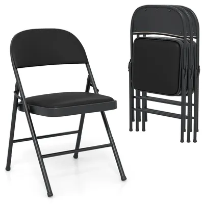 4er-Set Klappstühle, Kunstleder, Metallrahmen, bis 150 kg belastbar