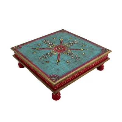 Produktbild von Gall&Zick Handgefertigter Beistelltisch aus Magoholz/MDF Holz – Buntes Mandala-Design, 40 × 40 × 14 cm – Perfekt als Couchtisch, Blumentisch oder Tee