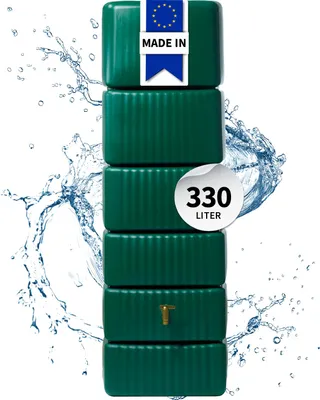 Image de 4rain récupérateur d'eau mural SLIM 330L sable avec robinet PE imitation laiton - Compact et élégant pour une collecte efficace