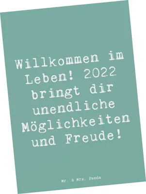 Produktbild von Mr. & Mrs. Panda Postkarte Spruch 2022 Geburtstag Freude - Meeresbrise - Geschenk, Ansichtskarte, Alter, Happy Birthday, neues Jahr, Postkarten, Fotokarte, Glückwunsch