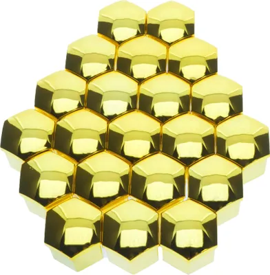 Obrázok produktu pre zlaté kovové kryty skrutiek ráfika 17 mm, 20 ks.