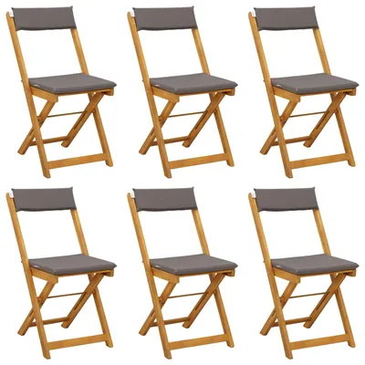Image de vidaXL : 6 chaises de jardin bistrot, couleur gris foncé, en bois d'acacia massif