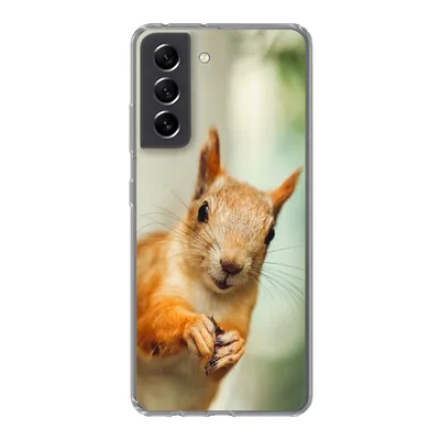 Produktbild von MuchoWow® Handyhülle Schutzhülle Hülle für Samsung Galaxy S21 FE Eichhörnchen - Lustig - Nuss - Kinder - Jungen - Mädchen - Kind Silikon Softcase Handy Hülle - Mobiltelefonhülle