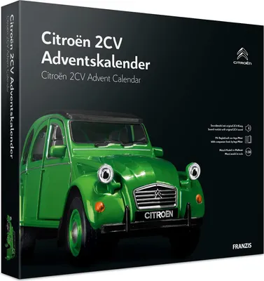 The image shows the front of a product box for a Citroen 2CV Advent Calendar.