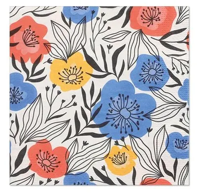 Produktbild von PAPSTAR Servietten 3-lagig, 33x33 cm, "Flowerfield" Design | Folie (20 Stück)