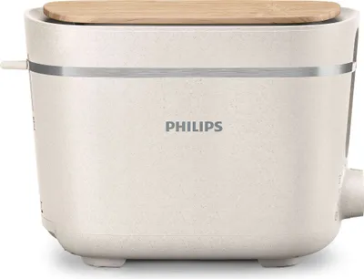 Produktbild von Philips Toaster Eco Conscious Edition, 2 Toastschlitze, Brötchenaufsatz, 8 Stufen, Auftaufunktion, Weiß (HD2640/10)