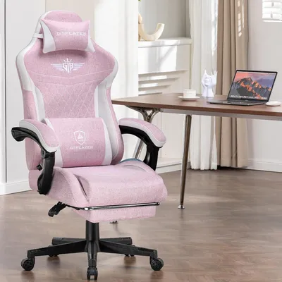 Obrázek produktu pro Herní židle – Ergonomická herní židle s prodyšnou látkou a opěrkou nohou