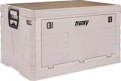 Beige Plastikkiste mit Trucky Logo