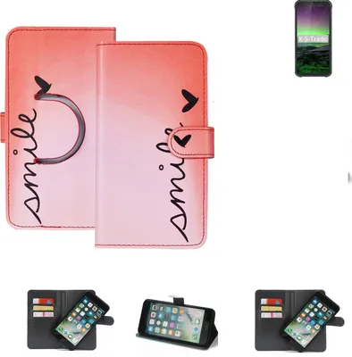 Produktbild von K-S-Trade Schutzhülle Handyhülle kompatibel mit Blackview BV5500 Pro Hülle cover bookstyle Etui ''smile'' rot Standfunktion Kameraschutz (1Stk)