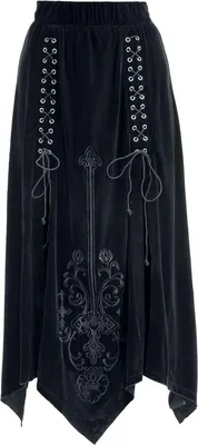 Produktbild von Gothicana by EMP Damen schwarzer Maxirock mit Stickerei und Shark-Bite-Saum XL