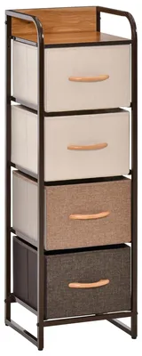 Image de Commode chiffonnier 5 tiroirs meuble de rangement tiroir en tissu pliant - structure acier noir - 45 x 30 x 116 cm