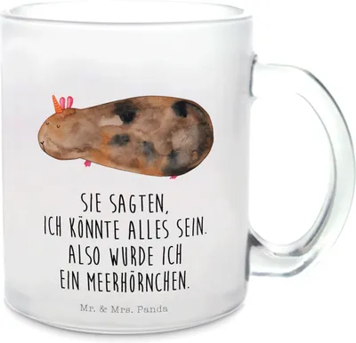 Produktbild von Mr. & Mrs. Panda Trinkglas Einhorn Meerschweinchen - Transparent - Geschenk, Meerschwein, Einhörner, Teetasse, Unicorn, Glas, Häferl, Meerhörnchen, Tee Tasse, Pott