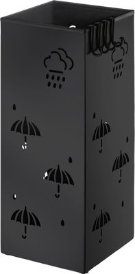 2 in1 Schirmständer Regenschirm Schirmaufbewahrung aus Metall mit Wasserauffangschale und 4 Haken set Schwarz Regenschirmständer