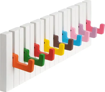 Produktbild von STILVORA Wandgarderoben, Kinder Wandgarderobe 50 cm, bunte 9 Haken, Kinderkleiderhaken, Wandhaken für Kinderzimmer, Garderobe für Jacken, Mützen, Rucksack
