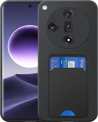 Produktbild von Geeignet für Oppo Find X7 Ultra Phone Case mit TPU Kartenhalter - Flexible Back Cover Case Silikon TPU mit Cardslot - Schwarz - Smartphonics