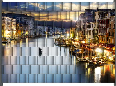 Produktbild von Wallario Zaunsichtschutz mit Motiv Canal Grande in Venedig am Abend mit untergehender Sonne für Ein- und Doppelstabmatten Zäune in der Größe 250 x 180 cm