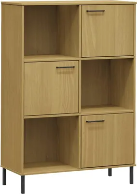 Obrázek produktu pro vidaXL Knihovna OSLO Kovové nohy Hnědá 90x35x128,5 cm Masivní dřevo