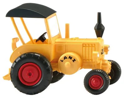 Image de Wiking 088010, échelle HO, modèle réduit jaune et noir du tracteur Lanz Bulldog, voie HO, échelle 1:87