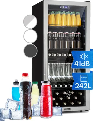 Produktbild von Klarstein Mini Kühlschrank mit Glastür, Mini-Kühlschrank für Zimmer, Getränkekühlschrank Klein mit Verstellbaren Ablagen, Kleiner Kühlschrank 242 Liter, Indoor/Outdoor Kühlschrank Leise